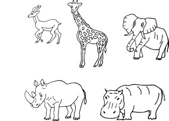 Savannah animals for your design. Drawn by hand.