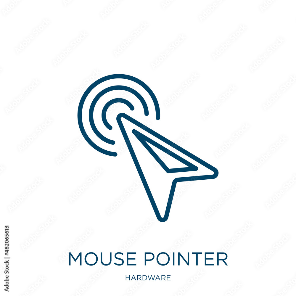 Poster mouse pointer icon from hardware collection. thin linear mouse pointer, arrow, pointer outline icon 