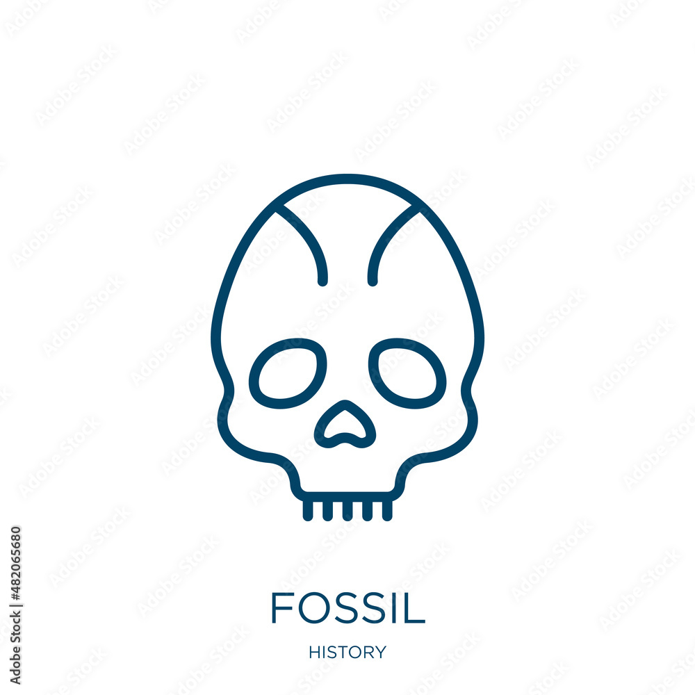 Poster fossil icon from history collection. thin linear fossil, fuel, petroleum outline icon isolated on wh
