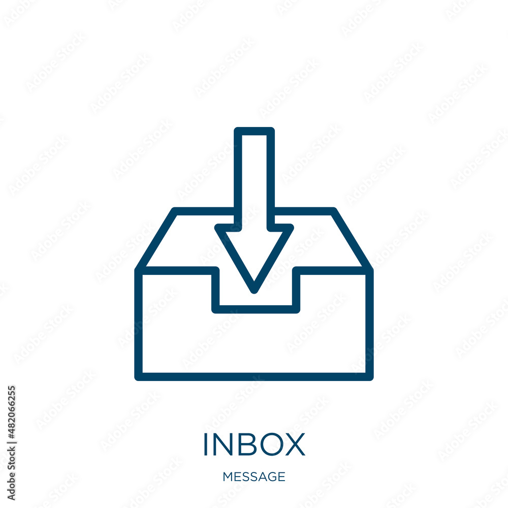 Poster inbox icon from message collection. thin linear inbox, app, mail outline icon isolated on white back