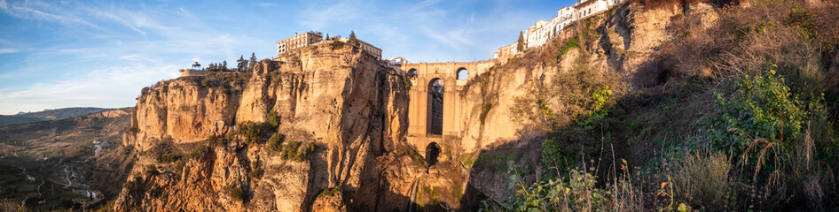 Beautiful famous stone bridge over the river Tajo in Ronda, (Málaga) Andalusia, Spain