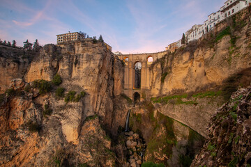 Fototapeta na wymiar Beautiful famous stone bridge over the river Tajo in Ronda, (Málaga) Andalusia, Spain