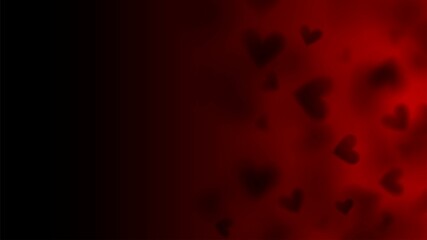 Dark red background with blurred hearts