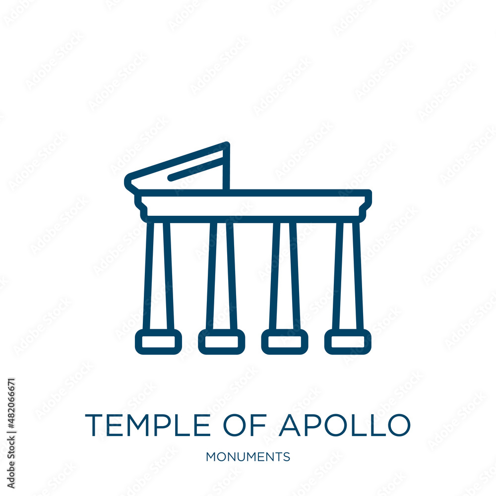 Poster temple of apollo icon from monuments collection. thin linear temple of apollo, apollo, temple outlin