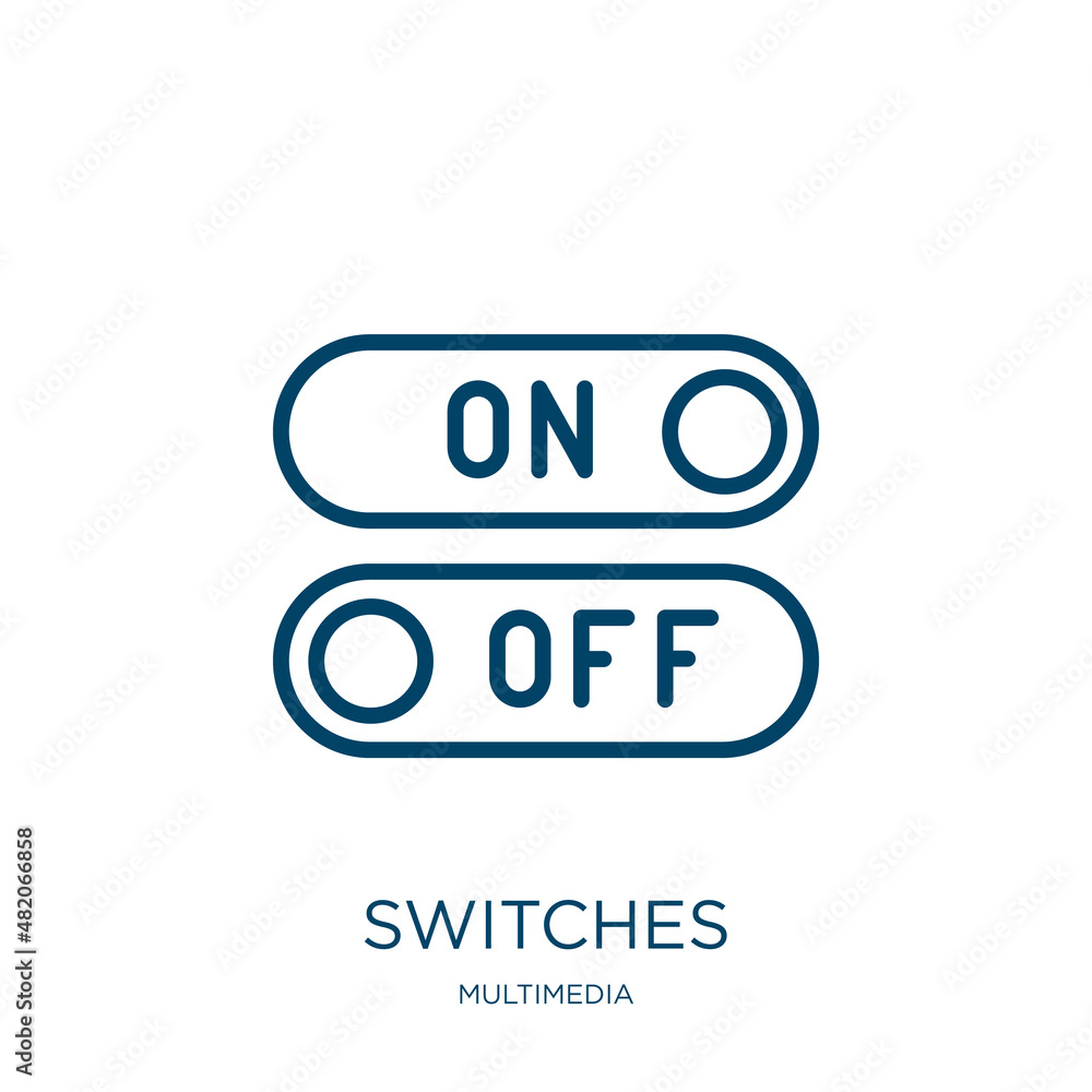 Poster switches icon from multimedia collection. thin linear switches, switch, button outline icon isolated