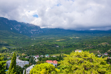 Views from Mount Bolgatura to Gurzuf. Mountain landscapes of Crimea