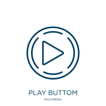 play buttom icon from multimedia collection. Thin linear play buttom, media, video outline icon isolated on white background. Line vector play buttom sign, symbol for web and mobile