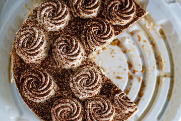 Whipped cream cake with chocolate chips