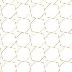 Golden geometric vector seamless patterns on a white background. Modern illustrations for wallpapers, flyers, covers, banners, minimalistic ornaments, backgrounds.