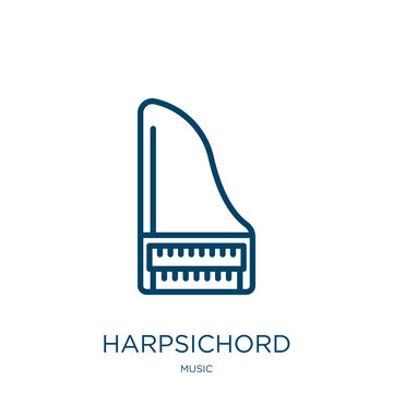 harpsichord icon from music collection. Thin linear harpsichord, sound, instrument outline icon isolated on white background. Line vector harpsichord sign, symbol for web and mobile
