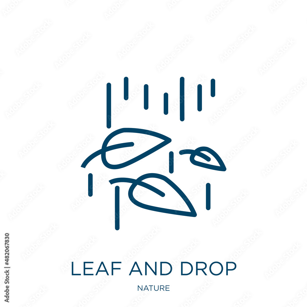Aufkleber leaf and drop icon from nature collection. thin linear leaf and drop, ecology, leaf outline icon iso
