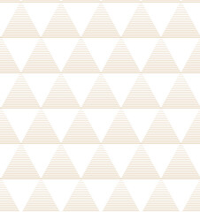 Golden geometric vector seamless patterns. Golden lines, triangles and rhombuses on a white background. Modern illustrations for wallpapers, flyers, covers, banners, minimalistic decorations