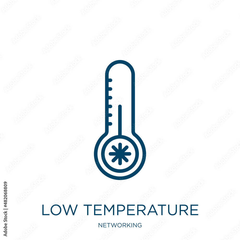Poster low temperature icon from networking collection. thin linear low temperature, snow, winter outline i