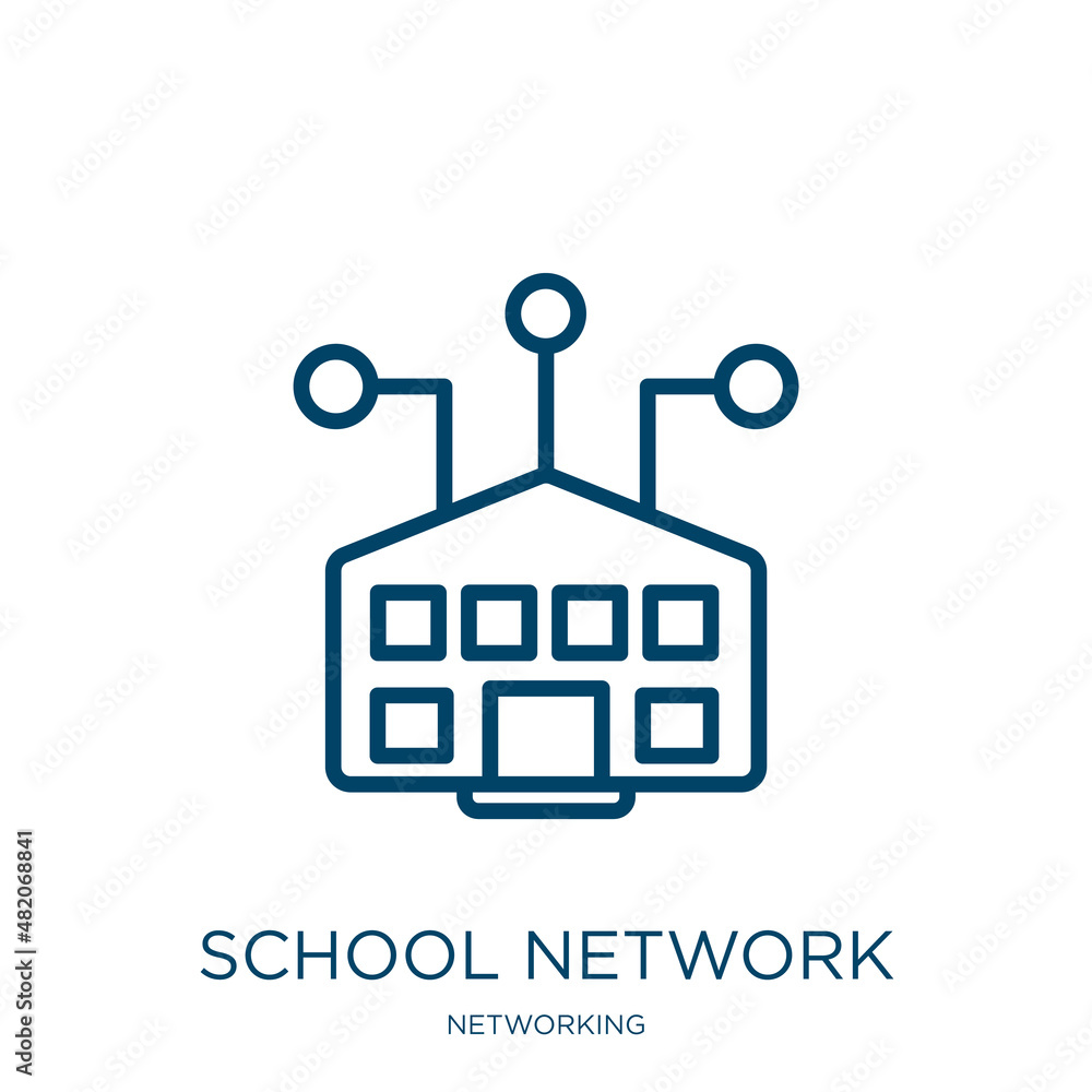 Poster school network icon from networking collection. thin linear school network, school, internet outline