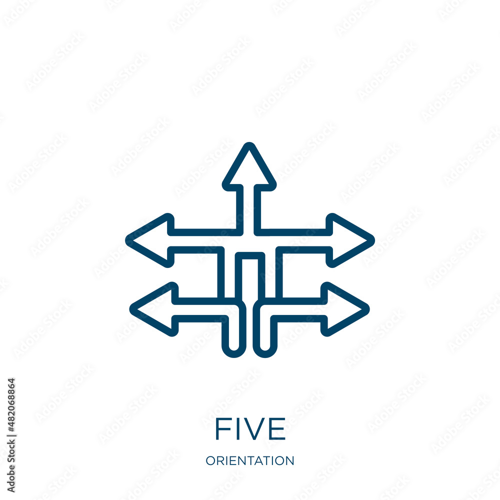 Poster five icon from orientation collection. thin linear five, hand, business outline icon isolated on whi