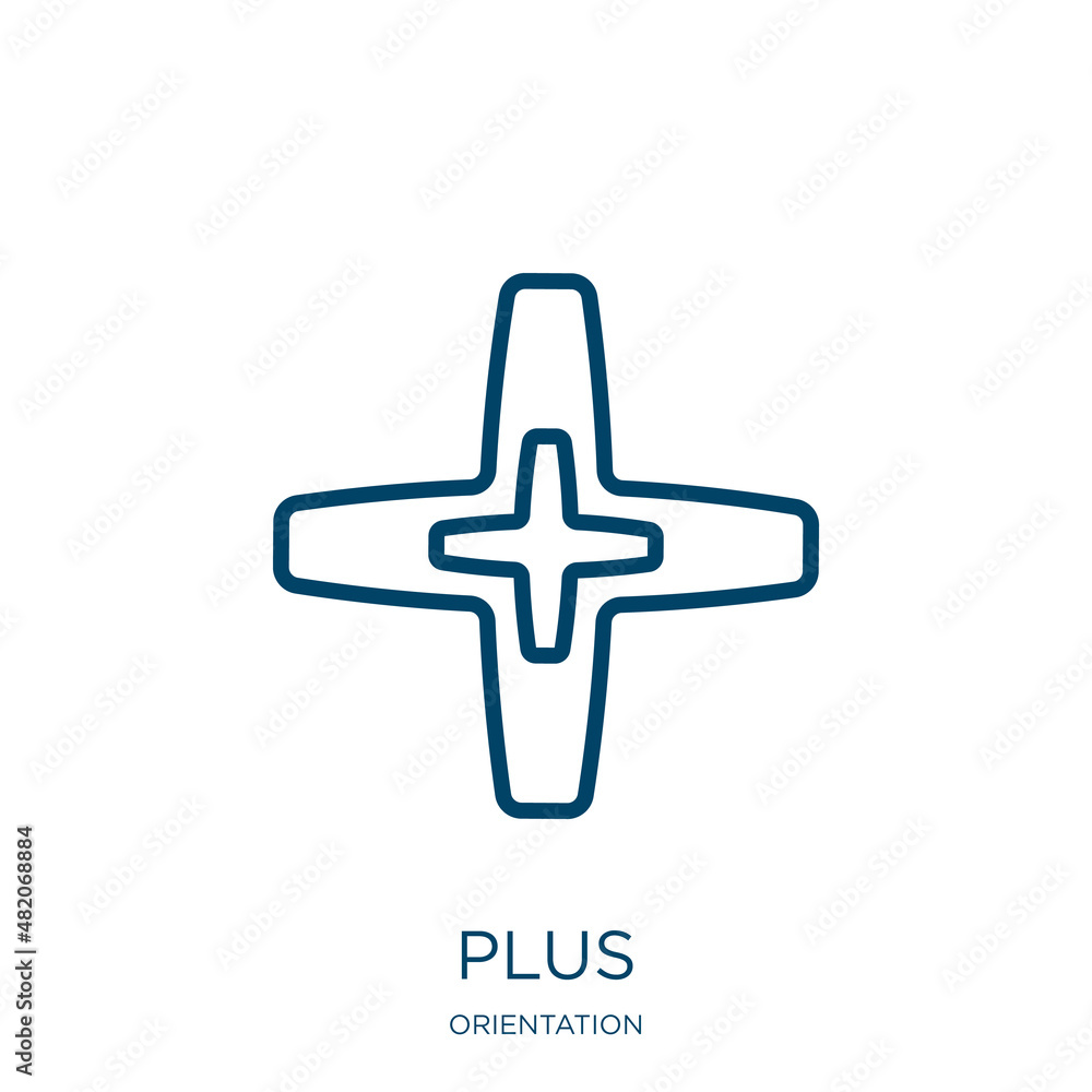 Poster plus icon from orientation collection. thin linear plus, business, label outline icon isolated on wh