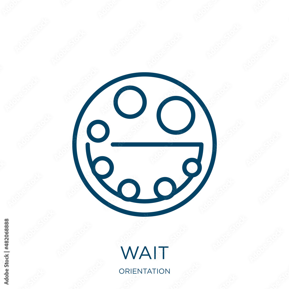 Poster wait icon from orientation collection. thin linear wait, waiting, information outline icon isolated 