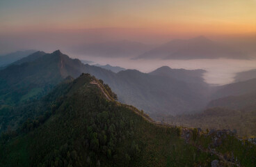 Fototapeta na wymiar Doi Pha Tang Noen Sea Mist Viewpoint 104 Chiang Rai Province, Thailand
