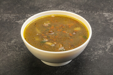 Lentil soup with chicken and vegetables