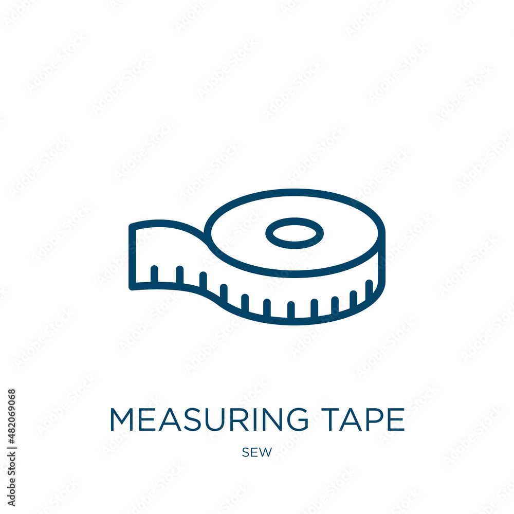Poster measuring tape icon from sew collection. thin linear measuring tape, 1, 2 outline icon isolated on w