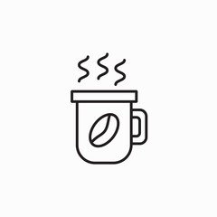 coffee cup icon vector, line sign. Icon on White Background. Vector. Espresso icon. Strong coffee in espresso cup and smoke. Vector Illustration
