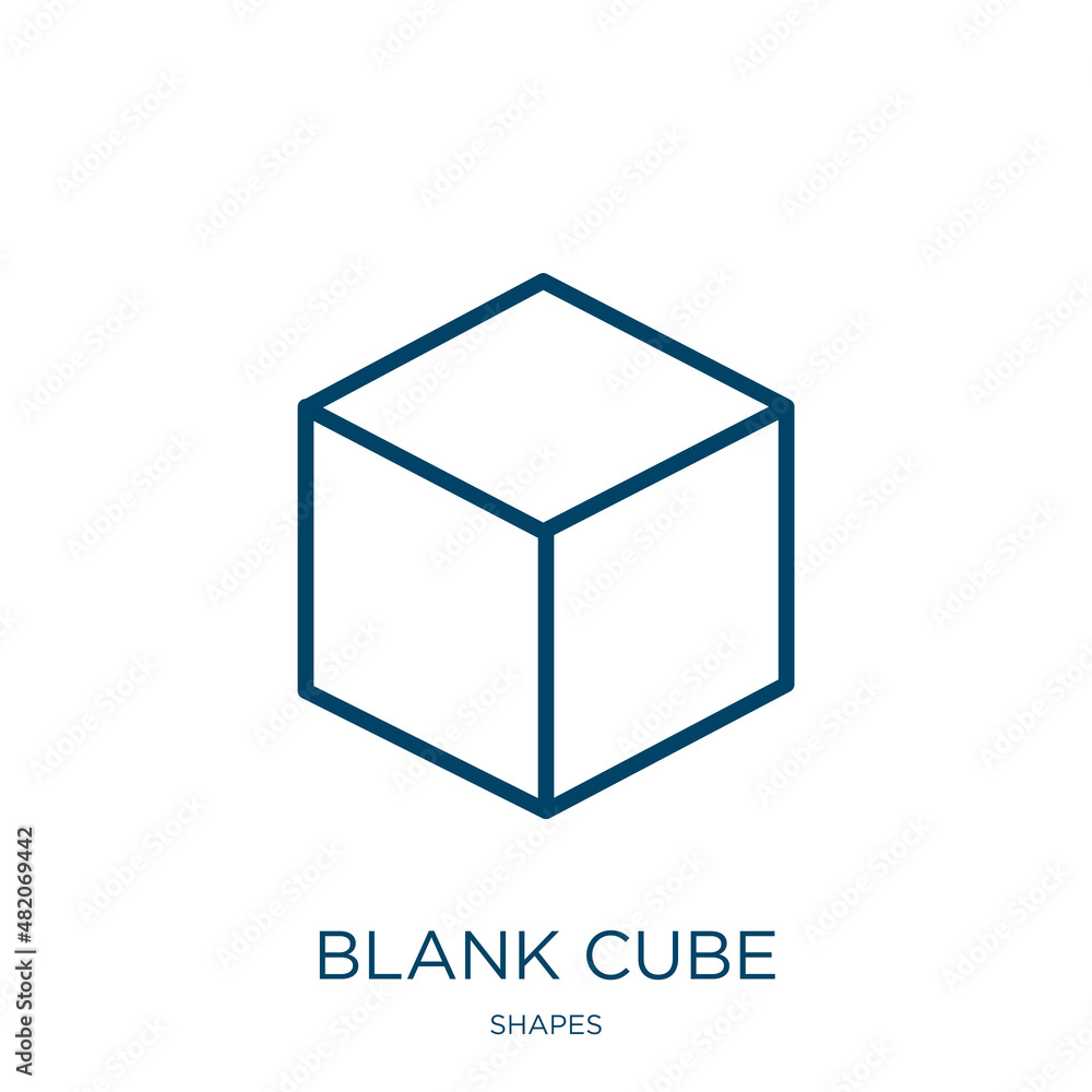 Poster blank cube icon from shapes collection. thin linear blank cube, blank, box outline icon isolated on 