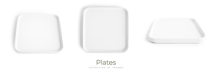 White plates isolated on a white background.