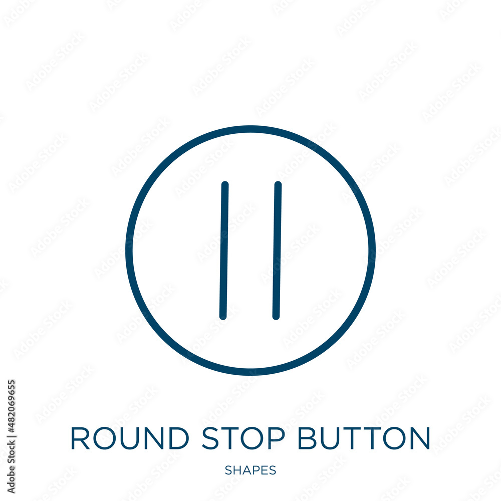 Poster round stop button icon from shapes collection. thin linear round stop button, stop, internet outline