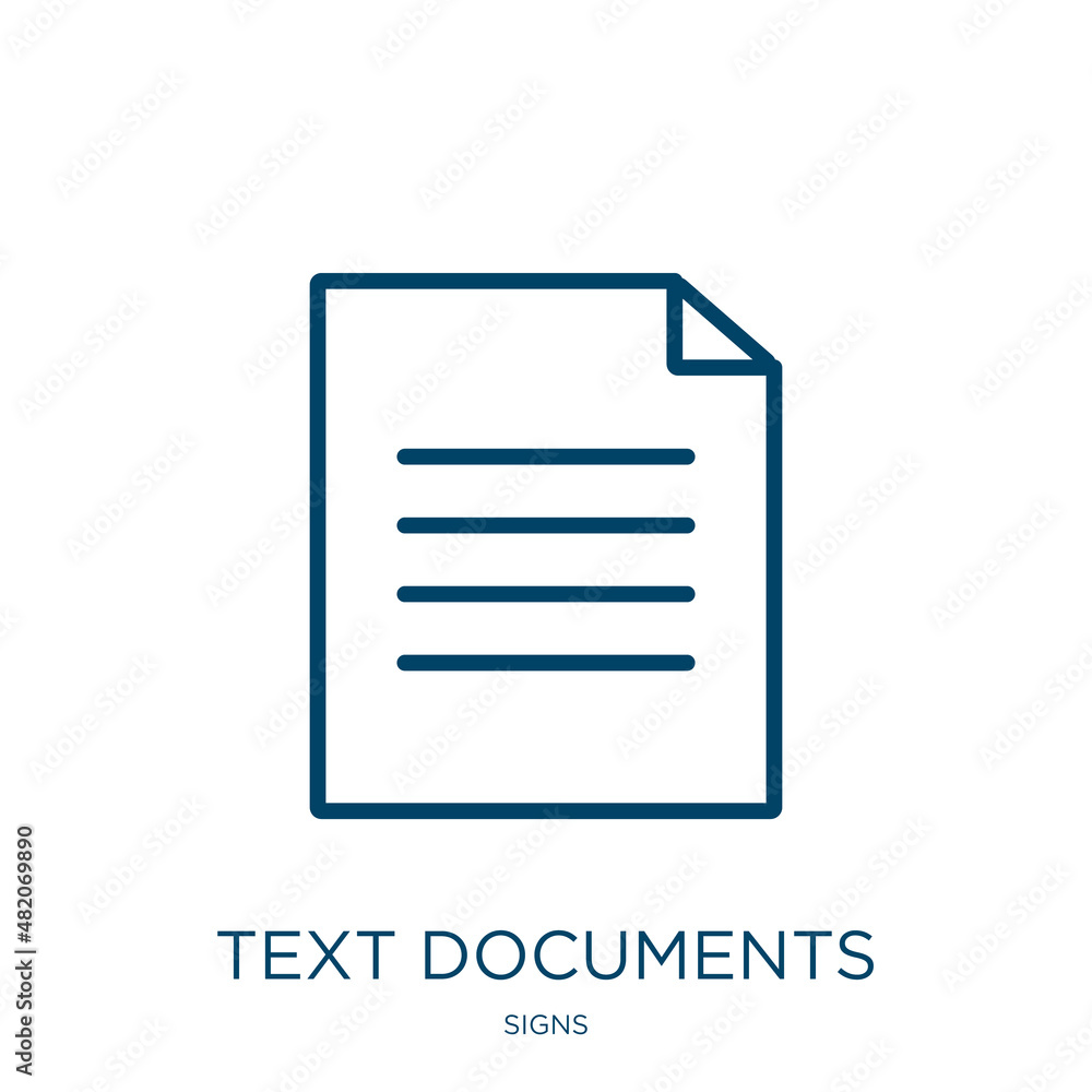 Poster text documents icon from signs collection. thin linear text documents, book, document outline icon i