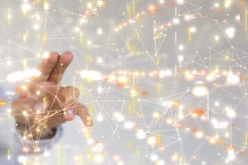 Neural network 3D illustration. Big data and cybersecurity