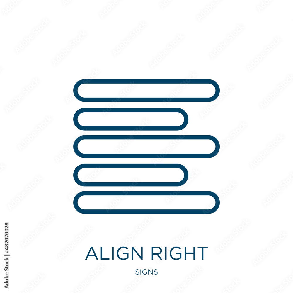 Poster align right icon from signs collection. thin linear align right, align, right outline icon isolated 