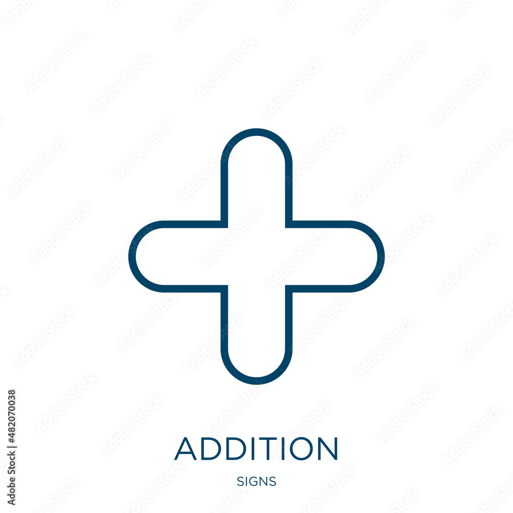 Poster addition icon from signs collection. thin linear addition, computer, business outline icon isolated 