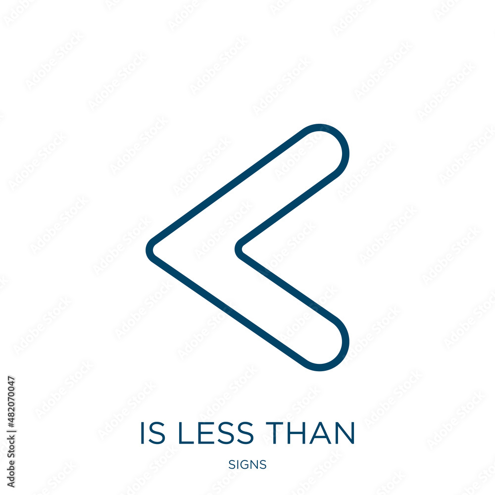 Poster is less than icon from signs collection. thin linear is less than, less, discount outline icon isola