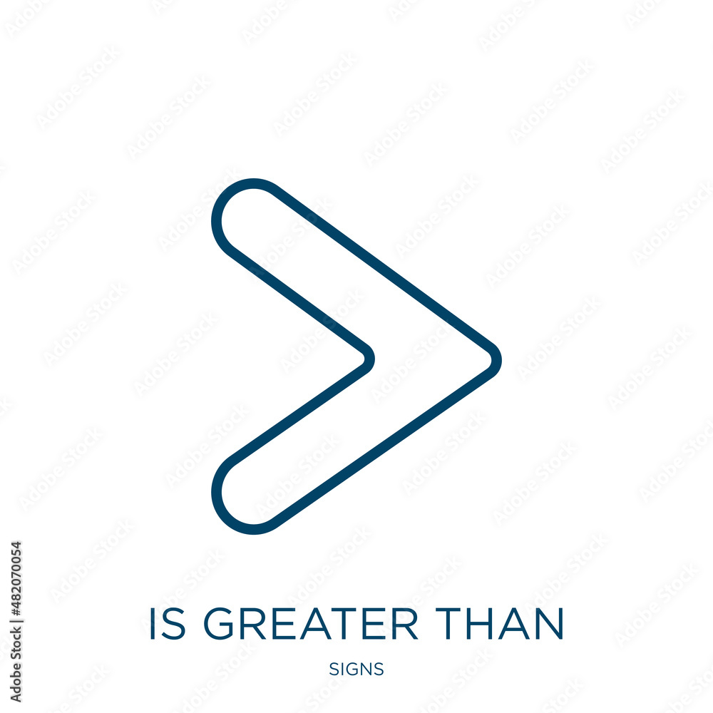 Poster is greater than icon from signs collection. thin linear is greater than, greater, math outline icon 