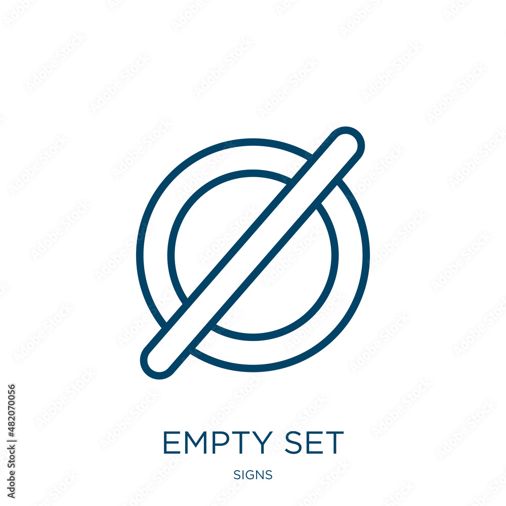 Poster empty set icon from signs collection. Thin linear empty set, empty, blank outline icon isolated on white background. Line vector empty set sign, symbol for web and mobile