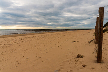 Beautiful panoramic view of the beach of los Corrales de Chipiona (Cádiz)