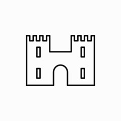 Castle Tower icon, logo isolated on white background. Vector medieval castles icon in thin line style