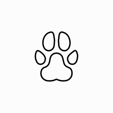 Dog paw print. Paw icon. Vector illustration. Dog or cat paw print flat icon for animal apps and websites