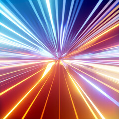 Obraz premium Abstract neon futuristic speed internet. Computer processing data, binary data transfer, upload, download or transmitting. Colorful digital circuitry and data stream. 
