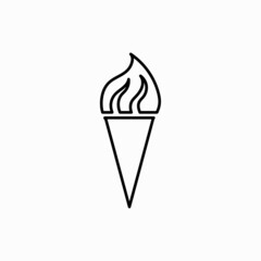 Torch icon, outline style. Burning torch line icon, outline vector logo illustration, linear pictogram isolated on white