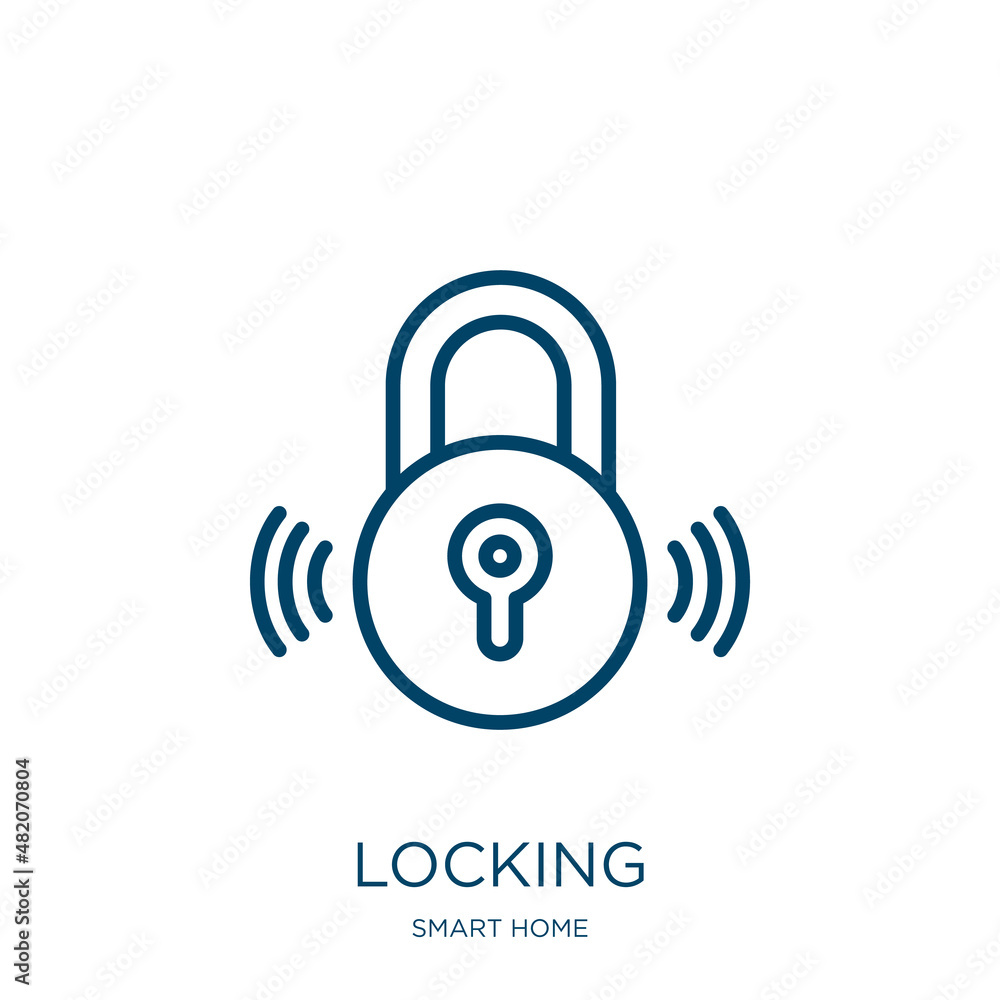 Poster locking icon from smart home collection. thin linear locking, lock, business outline icon isolated o