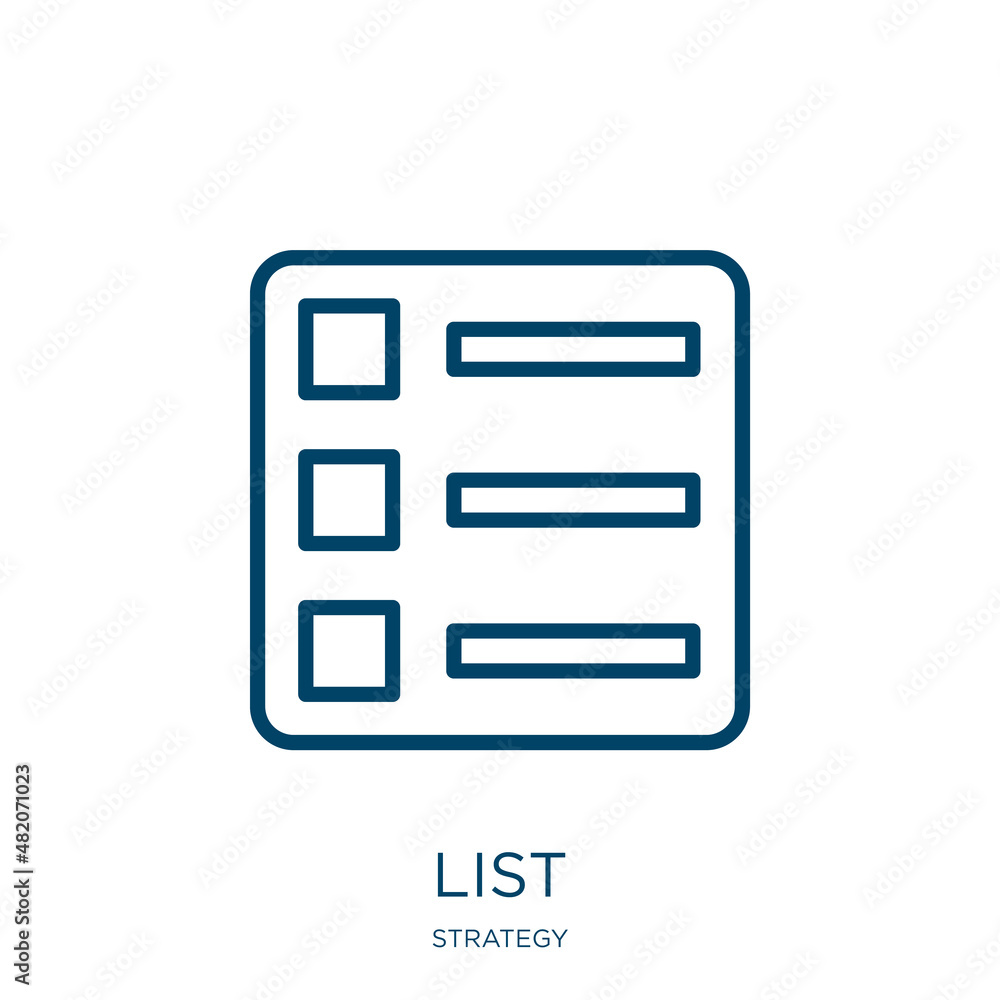 Poster list icon from strategy collection. thin linear list, note, document outline icon isolated on white 