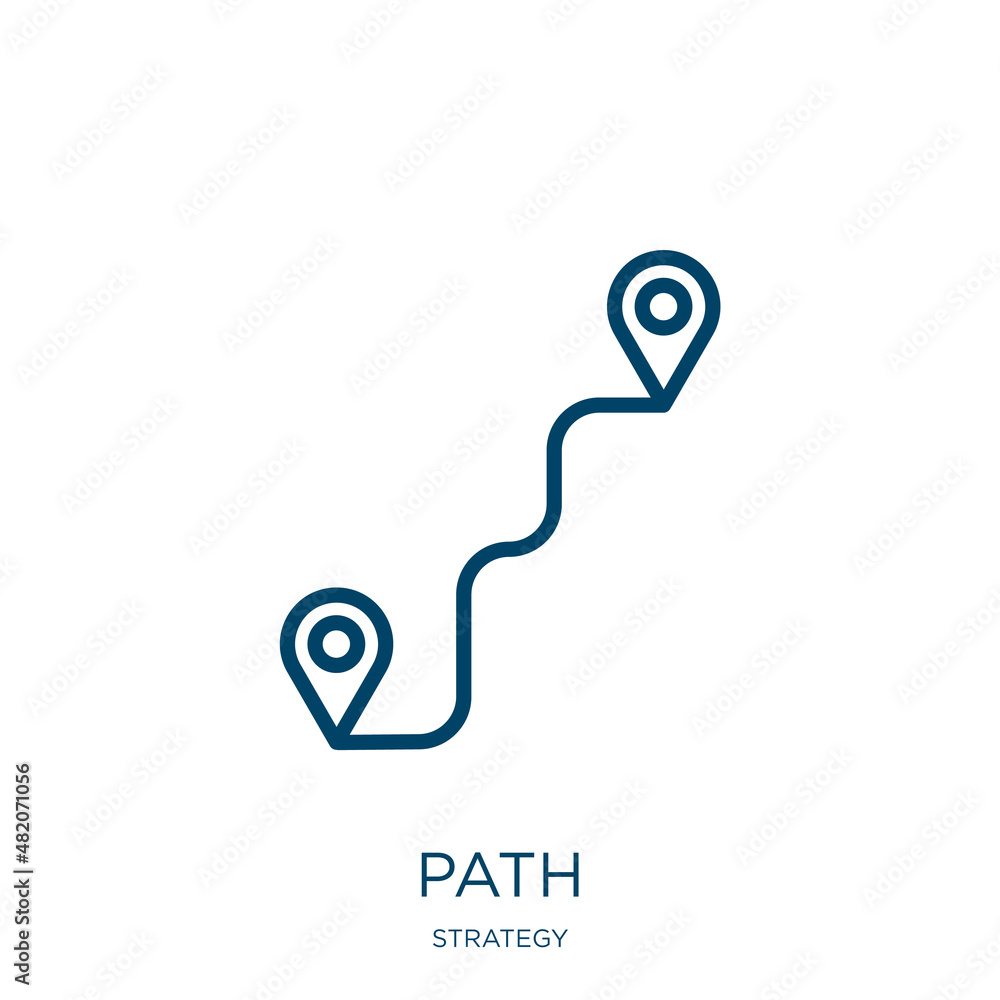 Poster path icon from strategy collection. thin linear path, business, navigation outline icon isolated on 