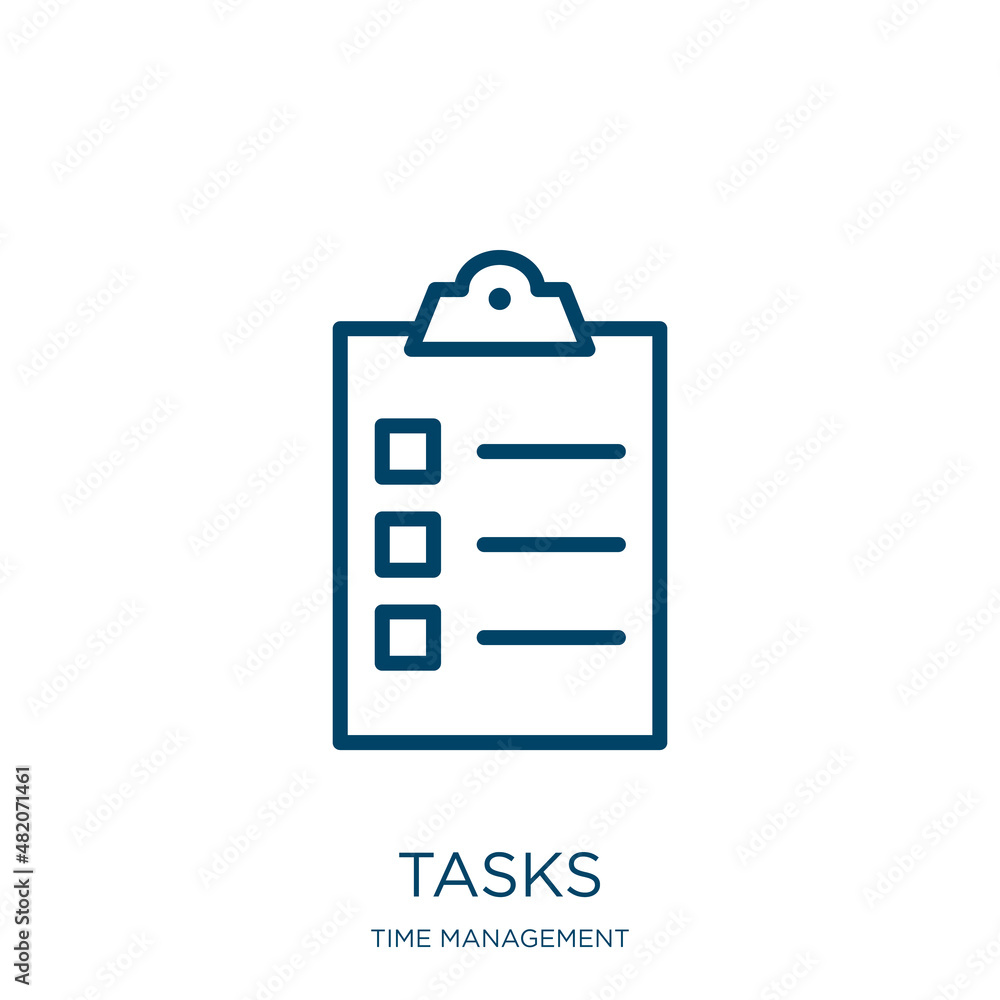 Poster tasks icon from time management collection. thin linear tasks, work, agreement outline icon isolated