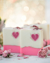 Organic holiday soap. The concept of homemade natural organic skin care. Spa treatments. Handmade soap.