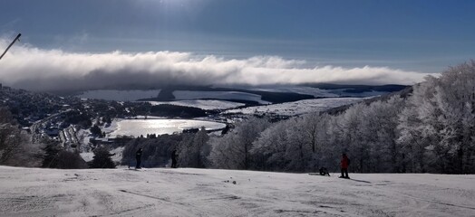 snow covered mountains in auvergne at Super-Besse