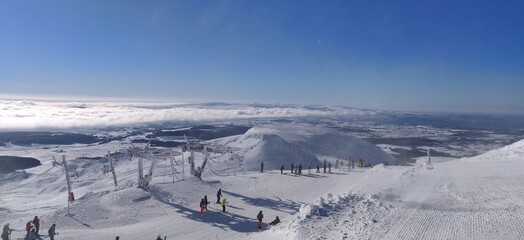snow covered mountains in auvergne at Super-Besse