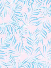 Jungle vector pattern with tropical leaves.Trendy summer print. Exotic seamless background. 