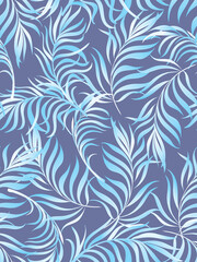 Fototapeta na wymiar Jungle vector pattern with tropical leaves.Trendy summer print. Exotic seamless background. 