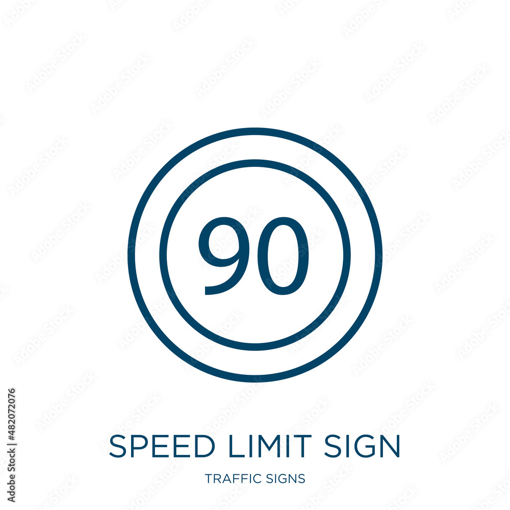 Poster speed limit sign icon from traffic signs collection. thin linear speed limit sign, speed, limit outl